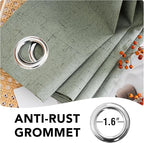 H.VERSAILTEX Linen Blackout Curtains Durable Thick Textured Linen Look 100% Blackout Patio Door Curtain Anti Rust Grommet Extra Wide Sliding Door Curtain Panel, W100 x L84 inch, Green Bay