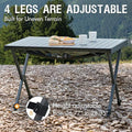 Camping Table with Aluminum Roll-Up Top, Adjustable Height, Dark Gray