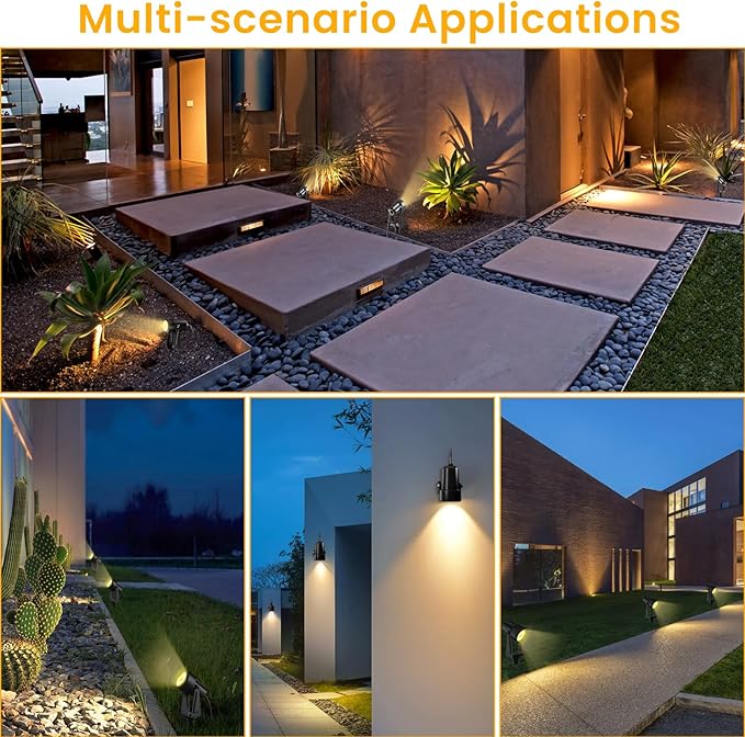 Low Voltage Landscape Lighting,10 Pack Outdoor LED Landscape Spotlights with Transformer 27V Garden Lights Pathway Lights IP65 Waterproof 3000K Warm White