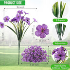 22 Bundles Artificial Flowers Outdoor, Faux Flowers UV Resistant with Plastic Plants, Faux Silk Flowers for Outdoors Outside Front Porch Hanging Planter Window Box Garden Decoration