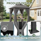 Aoxun Outdoor Gazebo for Patio 8x8, Metal Frame Canopy with Double Roofs, Heavy Duty Party Tent and Shelter with Mosquito Netting and Privacy Screen for Backyard, Lawn, Garden, Deck (Grey)