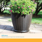 Suncast 18" Resin Indoor/Outdoor Wicker Planter, Brown, Made in the USA