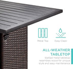 Best Choice Products 5-Piece Outdoor Wicker Bar Table Set for Patio, Poolside, Backyard w/Built-in Bottle Opener, Hidden Storage Shelf, Metal Tabletop, 4 Stools - Brown