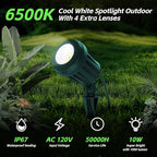 Spotlight Outdoor – 120V Plug-In, 6500K Cool White LED Landscape Lighting with RGB Purple 4 Color Lenses for Yard, Garden, Lawn & Tree Decor on Holidays&Everyday, IP67 Waterproof (1 Pack,Green)