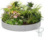 Galvanized Planter Outdoor Galvanized Metal Planter Round Raised Garden Bed Kit for Gardening Outdoor 1PC Gray 3X3X1FT