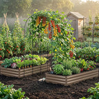 DTIG Galvanized Raised Garden Bed with Trellis, 6×3×1 FT 2 Pack Outdoor Garden Bed, Upgraded 4×3 Support, Brown