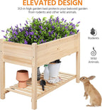 Yaheetech 47x23x32in Wooden Raised Garden Bed with Legs & Storage Shelf Horticulture Wooden Elevated Planter Box Vegetable Growing Bed for Flower/Herb/Backyard/Patio, 2pcs