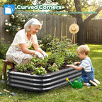 Quictent Galvanized Raised Garden Bed Kit, 6x3x1 ft Oval Metal Planter Box for Vegetables, Dark Grey
