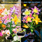 6 Pack Solar Garden Lights LED Solar Lilies Flower Lights, Yard Patio Pathway Decoration High Flexibility Copper Wire Handmade Silk Artificial Flowers Never Wither, Gift for Family, Friends