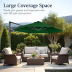 Best Choice Products 10ft Offset Cantilever Hanging Market Patio Umbrella, Smooth 360° Rotation, 8 Sturdy Ribs, Easy Adjustment - Green