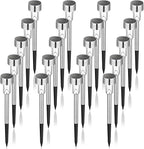 GIGALUMI Solar Pathway Lights, Stainless Steel IP44 Waterproof Auto On/Off Outdoor LED Solar Landscape Lights for Garden, Yard, Patio, Path and Walkway(20 Pack, Cold White)