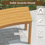 Tangkula Acacia Wood Outdoor Curved Bench Set of 4, Patio Garden Backless Fire Pit Bench with 1600 lbs Weight Capacity, Outside Seating Furniture for Front Porch, Deck & Backyard