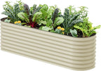 Vego garden 26" Extra Tall Raised Garden Bed Kits, 9 in 1 Modular Raised Planter Box for Vegetables Flowers Fruits Oval Metal Raised Garden Pearl White