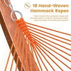 Lazy Daze Hammocks 10.5 FT Double 2 Person Caribbean Rope Hammock, Hand Woven Polyester Hammock with Spreader Bars, for Outside Outdoor Backyard Patio Poolside, 450 LBS Capacity, Multicolor