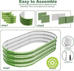 4x2x1ft-2pcs-Oval Raised Garden Bed Kit, Galvanized Planter Garden Boxes Outdoor, Metal Raised Garden Beds for Vegetables,Fruits, Flower,Green