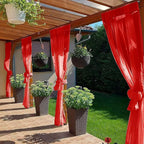 SpaceDresser Waterproof Outdoor Sheer Curtains for Patio - 2 Panels Rod Pocket Indoor Voile Sheer Curtain for Living Room,52W x 120L inch,Red