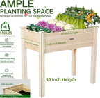 34x18x30in Wooden Raised Garden Bed with Legs,Elevated Reinforced Planter Box with Bed Liner for Backyard/Patio/Gardener,150lb Capacity - Natural
