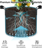 15 Gallon 10-Pack Plant Grow Bags: 350G Thickened Nonwoven Potato Grow Bags with Handles, Black Fabric Flowers Pots Felt Garden Bags, Gardening Supplies for Growing Vegetable Fruit Tomato Herbs