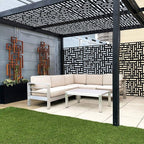 Casaphoria Metal Privacy Screen Outdoor, 72" H x 47" W Freestanding Decorative Privacy Screen for Patio Deck Balcony Garden with Stable Base, Black Helen