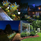 2 Pack Solar Stake Lights Outdoor Decor Waterproof Mums Artificial Flowers Solar Lights for Outdoor Garden Yard Pathway Decor (Blue,Violet)
