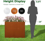Rusted Metallic Heavy Rectangular Planter 30" x 12" x 24" for Outdoor Plants Corten Steel Outdoor Planter Spliced Flower Box with Partitions for Outside,Indoor,Garden (Corten, 30 * 12 * 24)