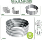 2x2x1ft-3pcs-Oval Raised Garden Bed Kit, Galvanized Planter Garden Boxes Outdoor, Metal Raised Garden Beds for Vegetables,Fruits, Flower,Silver