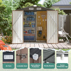 Storage Shed 6x4 FT Outdoor Metal Shed with Lockable Double Doors