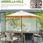 VINGLI 8-Person Outdoor Dining Table, Metal Dining Table with Umbrella Hole Cast Aluminum Patio Table, Rectangle Table Outdoor Furniture Garden Table (87”Lx42W”x28.5”H)