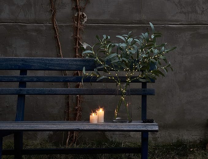 Artificial Olive Branches with 72 Warm White LED Fairy Lights, 24 Inch