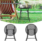 TeoKJ Folding Outdoor Side Tables, Anti Rust Small Patio Table Round Metal - Image 4