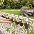 HowRU Hanging Flower Pots, Railing Planter Box for Outdoor Plants 12 Pack 5 Inch Metal Hanging Planters with Detachable Hooks Balcony Window Fence Garden Decoration Flower Boxes(Bronze(5in))
