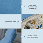 Upgraded Outdoor Recliner Chair, Reclining Patio Chairs with Adjustable Back up to 150°Lay Flat and Extended Footrest, Wicker Recliner Chairs with Flip Table and Removable Olefin Cushion