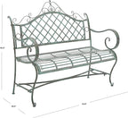 SAFAVIEH Outdoor Collection Abner Victorian Antique Dark Green Wrought Iron 46-inch Wide Garden Bench