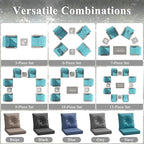 2-Seat Modern Patio Furniture Set with Swivel Rocking Chairs, Thick 4″ Cushions, Dual-Strand Wicker Rattan, Rust-Resistant Steel Frame – Outdoor Conversation & Modular Sectional,Blue