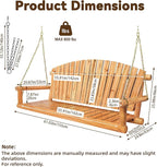 Outdoor Porch Swing Front Porch Hanging Wooden Bench Swing 3 Seat Chair for Garden, Patio, Backyard, Playground, Log Wood 800Lbs, 5 Ft, Lightly Toasted