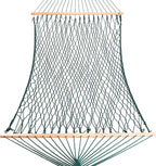 Castaway Living 13 ft. Double Traditional Hand Woven Green Polyester Rope Hammock – 2-Person, 450 lb Capacity, Free Extension Chains & Tree Hooks, Designed in The USA