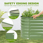 24" Tall Galvanized Raised Garden Bed Outdoor, 4x2x2ft Deep Metal Planter Box with Safety Edging & Support Bars, Large Oval Raised Beds for Gardening Plants Vegetables Herbs Flowers (Olive Green)