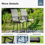 Bar Stools Set of 2 with Swivel Seats, Light Grey Textilene