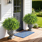 Artificial Faux Outdoor Plants for Spring Summer Decoration, 12 Bundles Fake Plastic Eucalyptus UV Resistant Look Real Fake Plants for Planter Outside Front Door Porch Patio Balcony Garden Indoor Yard