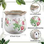 6 Inch Ceramic Plants Pots Vintage Ceramic Flower Planters Crackle Glaze Finish Flower Pots Decorative Floral Vintage Planters for Living Room Garden Home Decor Gifts(Classic)