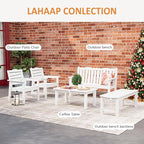 Outdoor Bench, 2-Person Patio Backless Bench Holds up to 800lbs, Weatherproof Garden Bench That Never Rot and Fade, Suit for Backyard, Porch, Patio, Deck and Entryway (White)