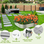 Oval Galvanized Planter Box, Metal Raised Garden Bed - 0.8MM Thick- Ideal for Outdoor Gardening and Planting of Vegetables Flowers Fruits Succulent Plants and Others (Silver, 5X2.7X1 FT)