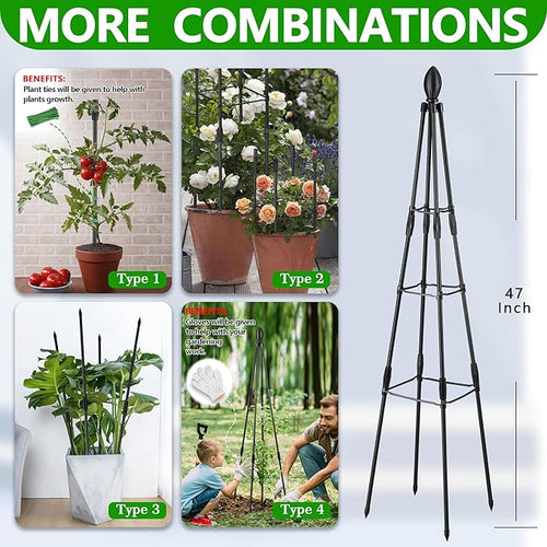 2 Pack Garden Trellis for Climbing Plants, Garden Trellis Rustproof Plastic Coated Metal Plant Support for Vegetables, Vines and Rose Bushes