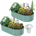 Galvanized Metal Planter Raised Garden Bed Kit for Gardening Outdoor Garden Box Raised Flower Bed 2PC Green 4X2X1FT