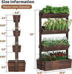 FILWH Wooden Raised Garden Bed Vertical Planter Box, Freestanding Plant Stand for Indoor Outdoor Plants, Herbs, Flowers, Vegetables, Gardening (Carbonized, 4-Tier，29.9 x 17.9 x 55in)