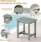 LUE BONA Outdoor Side Table Set of 2, HDPS Small Outdoor Table, Adirondack Side Table, Outside End Table for Patio, Porch, Deck, Pool, Weather Resistant/Easy Maintenance, Gray