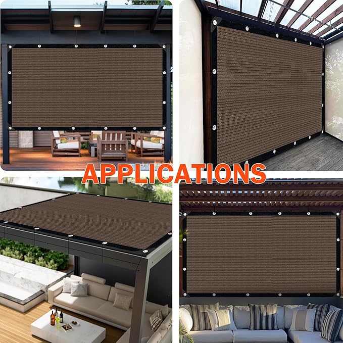 Mocha Sun Shade Cloth,Pergola Shade Cover with Reinforced Grommets,90% Shade Fabric Fence Privacy Screen Balcony,Pergola Shade Cover Canopy Garden Carport Porch Deck Patio Shade,10x16FT