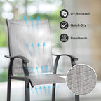 NUU GARDEN 3 Piece Outdoor Bar Set, Bar Height Patio Bistro Set, Textilene - Image 8