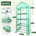 4 Tier Mini Greenhouse for Outdoor Indoor, Double-Layer Roof, Heavy Duty Small Greenhouses with PE Cover, Portable Green Houses for Outside Winter Plant Protection, 64'' H x 27'' L x 20'' W