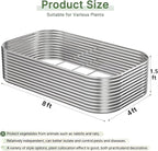 2 PCS Tall 8x4x1.5ft Galvanized Raised Garden Bed Outdoor, Metal Garden Bed for Vegetables, Above Ground Garden Box for Flower, Steel Raised Beds for Gardening